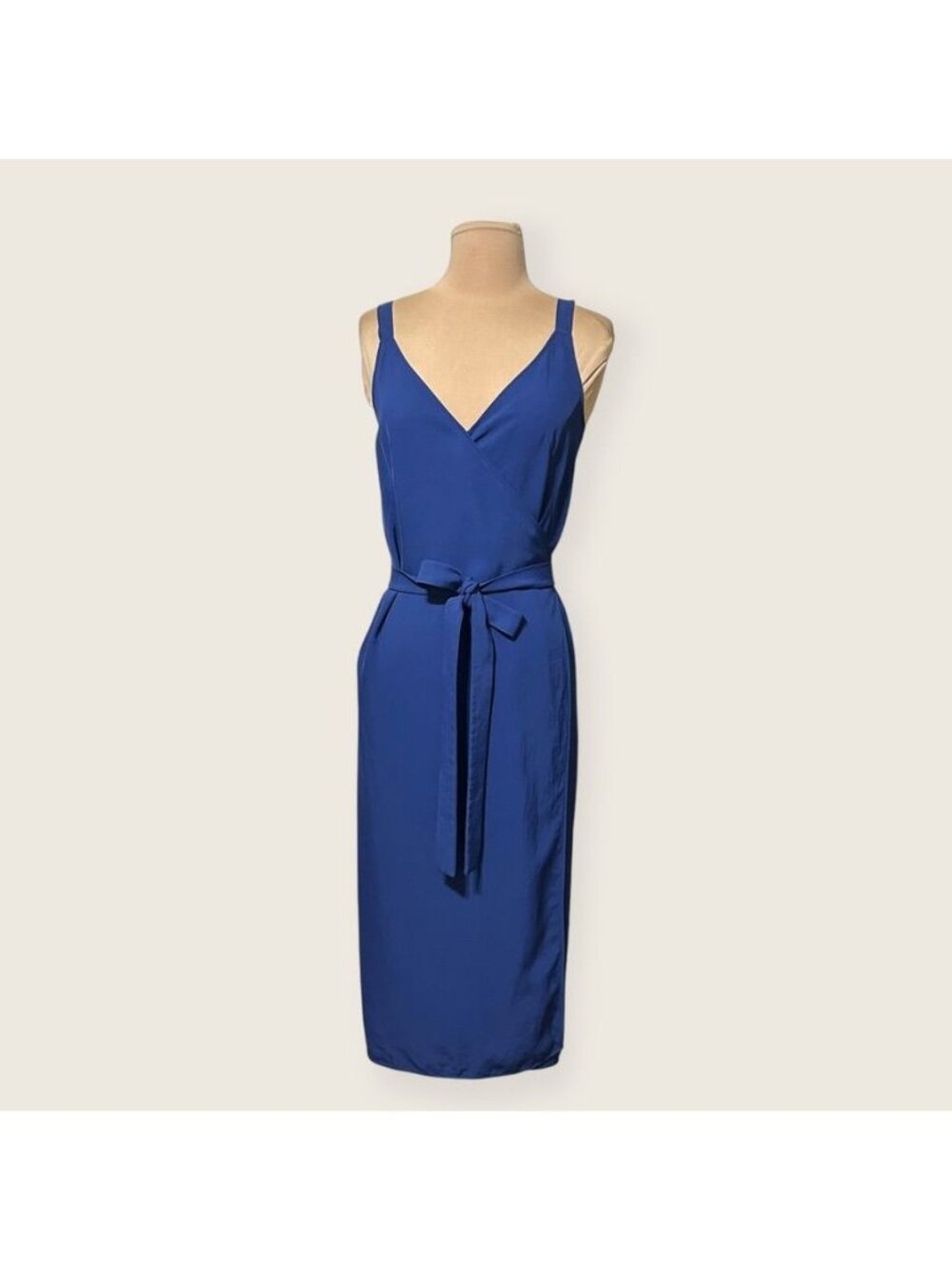 Everlane GoWeave Wrap Dress 2 Royal Blue Side Tie Tank Minimalist Sustainable